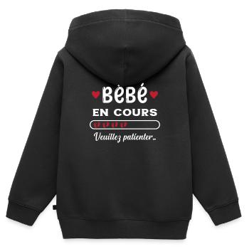 Bébé en cours - Sweat Premium à capuche zippé enfant bio - noir - Dos - AI Model Kid Male (0cm)
