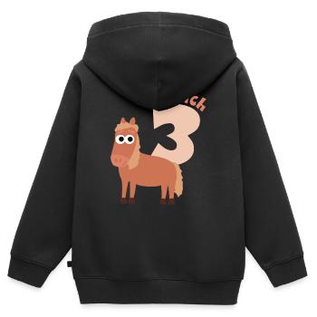 Endlich 3 Jahre Alt - 3. Geburtstag Pferd - Kinder Premium Organic Zip Hoodie - Schwarz - Hinten - AI Model Kid Male (0cm)