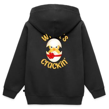 Qu’est-ce que Crackin' Hatching Chick Easter - Sweat Premium à capuche zippé enfant bio - noir - Dos - AI Model Kid Male (0cm)