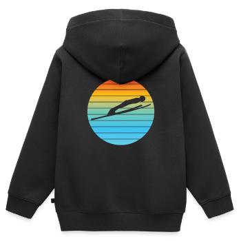 Skispringer Ski Skifliegen Wintersport Skisprung - Kinder Premium Organic Zip Hoodie - Schwarz - Hinten - AI Model Kid Male (0cm)