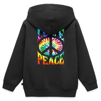 Love Peace Retro - Kids Premium Organic Zip-up Hoodie - black - Back - AI Model Kid Male (0cm)
