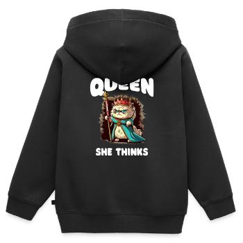 Katzendame - Lustig - Kinder Premium Organic Zip Hoodie - Schwarz - Hinten - AI Model Kid Male (0cm)
