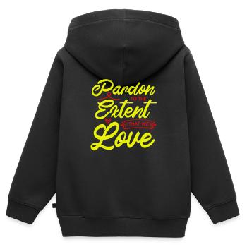 WIR VERZEIHEN AUSMASS LIEBE - Kinder Premium Organic Zip Hoodie - Schwarz - Hinten - AI Model Kid Male (0cm)