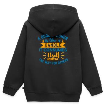 UNE BONNE BOUGIE DE PROFESSEUR IL CONSOMME ILVENDRE - Sweat Premium à capuche zippé enfant bio - noir - Dos - AI Model Kid Male (0cm)