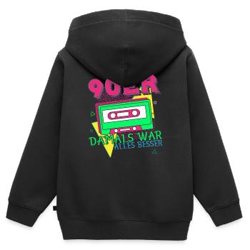 90er 90s Retro Damals war alles besser - Kinder Premium Organic Zip Hoodie - Schwarz - Hinten - AI Model Kid Male (0cm)