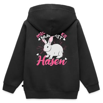 Hasen Kaninchen Mich gibt es nur mit Hasen - Kinder Premium Organic Zip Hoodie - Schwarz - Hinten - AI Model Kid Male (0cm)
