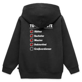 Doktortitel Großverdiener promovieren Gehalt arzt - Kinder Premium Organic Zip Hoodie - Schwarz - Hinten - AI Model Kid Male (0cm)