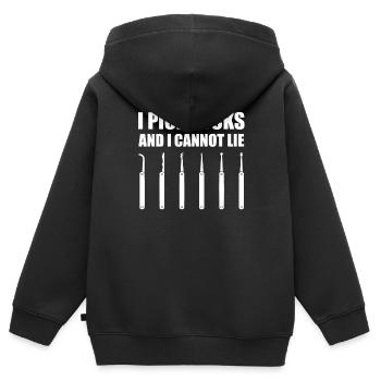 Drôle de dicton de crochetage de serrure - Sweat Premium à capuche zippé enfant bio - noir - Dos - AI Model Kid Male (0cm)