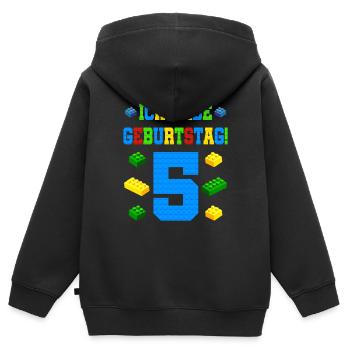 Bausteine 5. Geburtstag Junge Bauklötze - Kinder Premium Organic Zip Hoodie - Schwarz - Hinten - AI Model Kid Male (0cm)