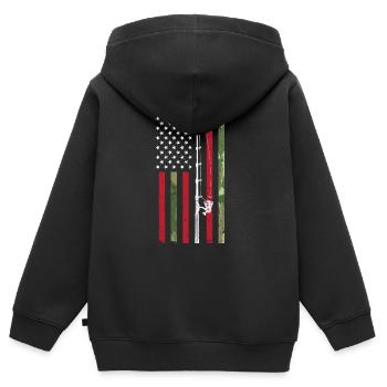 Amerikanische Flagge Angeln Camouflage Lustige USA - Kinder Premium Organic Zip Hoodie - Schwarz - Hinten - AI Model Kid Male (0cm)