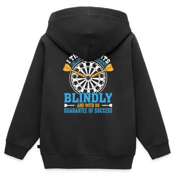 Lustiger Dart Spruch - Kinder Premium Organic Zip Hoodie - Schwarz - Hinten - AI Model Kid Male (0cm)