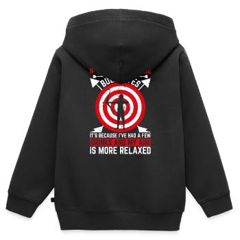 If you see me hitting bullseyes- - Kinder Premium Organic Zip Hoodie - Schwarz - Hinten - AI Model Kid Male (0cm)