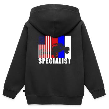 Buggy Racer Hobby USA Flag USA - Sweat Premium à capuche zippé enfant bio - noir - Dos - AI Model Kid Male (0cm)