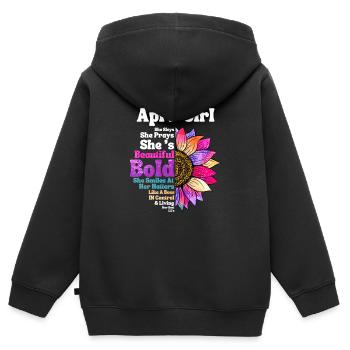 April Girl She Slays She Prays She's Beautiful - Kids Premium Organic Zip-up Hoodie - black - Back - AI Model Kid Male (0cm)