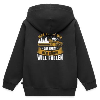 Motorsäge Sägen Man reiche mir das Gerät - Kinder Premium Organic Zip Hoodie - Schwarz - Hinten - AI Model Kid Male (0cm)