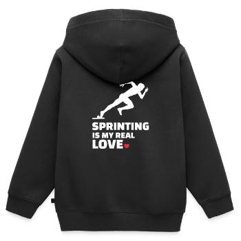 Ich Liebe Es Zu Sprinten - Kinder Premium Organic Zip Hoodie - Schwarz - Hinten - AI Model Kid Male (0cm)