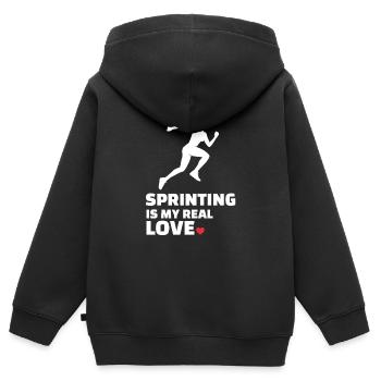 I love to sprint - Kids Premium Organic Zip-up Hoodie - black - Back - AI Model Kid Male (0cm)