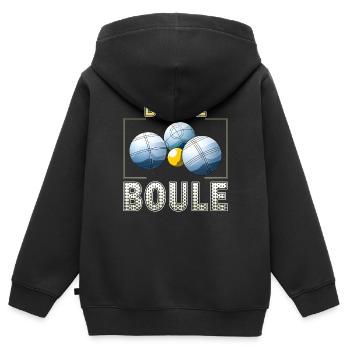 BOULES - Sweat Premium à capuche zippé enfant bio - noir - Dos - AI Model Kid Male (0cm)
