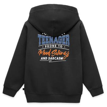 Drôle d’adolescent 13e anniversaire adolescent adolescent - Sweat Premium à capuche zippé enfant bio - noir - Dos - AI Model Kid Male (0cm)