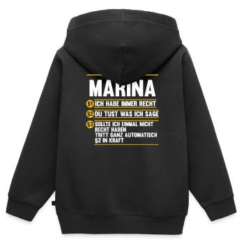 Marina - Kinder Premium Organic Zip Hoodie - Schwarz - Hinten - AI Model Kid Male (0cm)