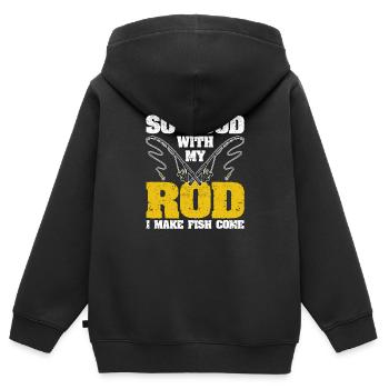 Ich fische so gut mit meiner Rute, dass die Fische - Kinder Premium Organic Zip Hoodie - Schwarz - Hinten - AI Model Kid Male (0cm)