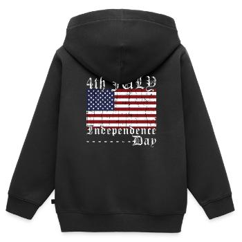 Jour de l’Indépendance , Fête américaine - Sweat Premium à capuche zippé enfant bio - noir - Dos - AI Model Kid Male (0cm)