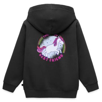 KINDER PFERDE DESIGN I THIS IS MY BEST FRIEND - Kinder Premium Organic Zip Hoodie - Schwarz - Hinten - AI Model Kid Male (0cm)