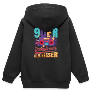 90er 90s Retro Damals war alles besser - Kinder Premium Organic Zip Hoodie - Schwarz - Hinten - AI Model Kid Male (0cm)