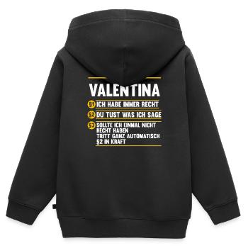 Valentina - Kinder Premium Organic Zip Hoodie - Schwarz - Hinten - AI Model Kid Male (0cm)