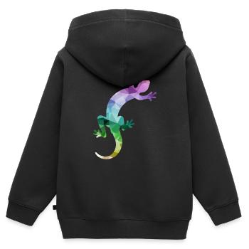 Lézard reptile - Sweat Premium à capuche zippé enfant bio - noir - Dos - AI Model Kid Male (0cm)
