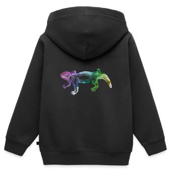 Leguan Reptil Echse - Kinder Premium Organic Zip Hoodie - Schwarz - Hinten - AI Model Kid Male (0cm)