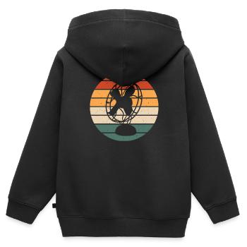 Retro Ferry Vêtements Porte-conteneurs - Sweat Premium à capuche zippé enfant bio - noir - Dos - AI Model Kid Male (0cm)