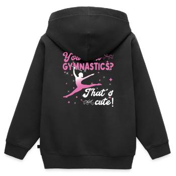 Gymnastique Danse Baton Twirler Pole Gymnastique - Sweat Premium à capuche zippé enfant bio - noir - Dos - AI Model Kid Male (0cm)