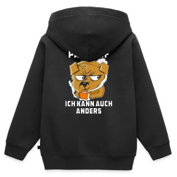 PASS AUF ICH KANN AUCH ANDERS - Kinder Premium Organic Zip Hoodie - Schwarz - Hinten - AI Model Kid Male (0cm)