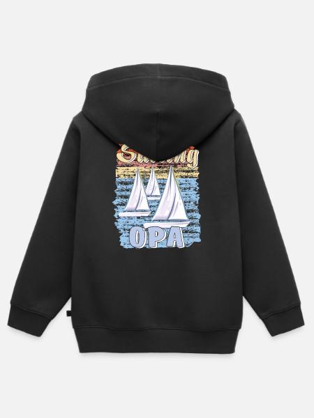 BOOTE SAILING OPA - Kinder Premium Organic Zip Hoodie - Schwarz