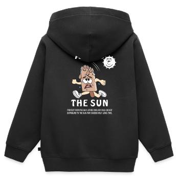 SONNENSCHUTZ EISCREME AVOID THE SUN - Kinder Premium Organic Zip Hoodie - Schwarz - Hinten - AI Model Kid Male (0cm)