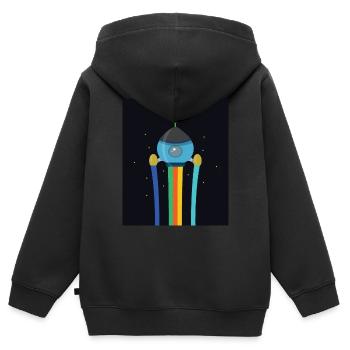 RAUMSCHIFF KINDERDESIGN - Kinder Premium Organic Zip Hoodie - Schwarz - Hinten - AI Model Kid Male (0cm)