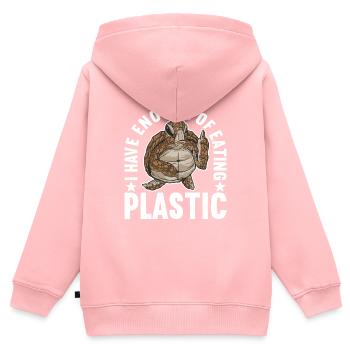 Tortue en colère - Sweat Premium à capuche zippé enfant bio - rose - Dos - AI Model Kid Female (0cm)