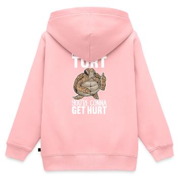 Angry Turtle - Kinder Premium Organic Zip Hoodie - Rosa - Hinten - AI Model Kid Female (0cm)