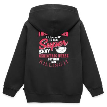 Retro Ferry Vêtements Porte-conteneurs - Sweat Premium à capuche zippé enfant bio - noir - Dos - AI Model Kid Male (0cm)