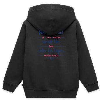 Je vais encore etre grande soeur - Sweat Premium à capuche zippé enfant bio - noir - Dos - AI Model Kid Male (0cm)