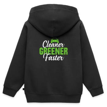 Elektrofahrzeuge Sauberer, Grüner Und Schneller - Kinder Premium Organic Zip Hoodie - Schwarz - Hinten - AI Model Kid Male (0cm)