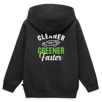 Elektrofahrzeuge Sauberer, Grüner Und Schneller - Kinder Premium Organic Zip Hoodie - Schwarz - Hinten - AI Model Kid Male (0cm)