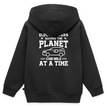 Elektroautos Retten Den Planeten - Eine Meile - Kinder Premium Organic Zip Hoodie - Schwarz - Hinten - AI Model Kid Male (0cm)