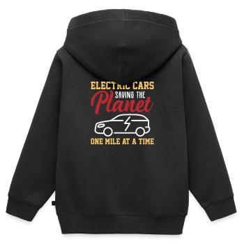 Elektroautos Retten Den Planeten - Eine Meile - Kinder Premium Organic Zip Hoodie - Schwarz - Hinten - AI Model Kid Male (0cm)