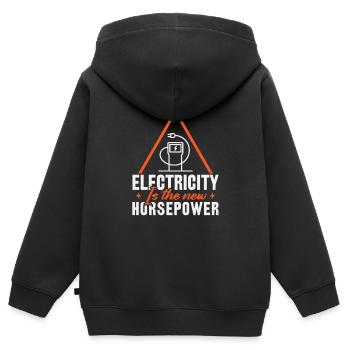 Elektrofahrzeuge Strom Ist Die Neue Pferdestärke - Kinder Premium Organic Zip Hoodie - Schwarz - Hinten - AI Model Kid Male (0cm)