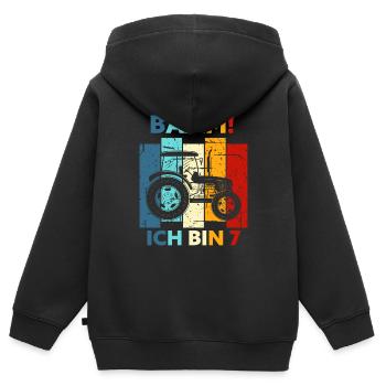 7. Geburtstag 7 Jahre Geschenk Sieben Traktor - Kinder Premium Organic Zip Hoodie - Schwarz - Hinten - AI Model Kid Male (0cm)