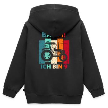 9. Geburtstag 9 Jahre Geschenk Neun Traktor - Kinder Premium Organic Zip Hoodie - Schwarz - Hinten - AI Model Kid Male (0cm)
