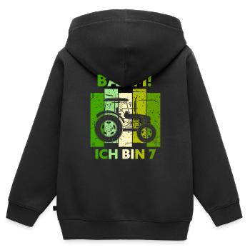 7. Geburtstag 7 Jahre Geschenk Sieben Traktor - Kinder Premium Organic Zip Hoodie - Schwarz - Hinten - AI Model Kid Male (0cm)