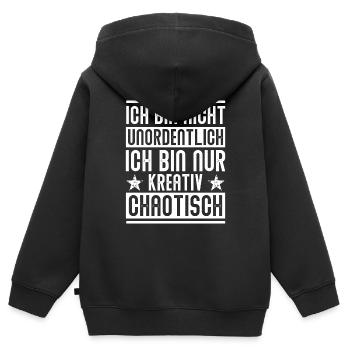 Kreativ Chaotisch - Design - Kinder Premium Organic Zip Hoodie - Schwarz - Hinten - AI Model Kid Male (0cm)